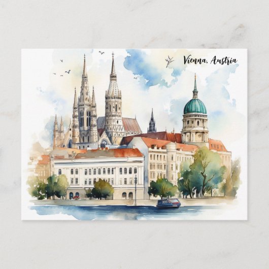 Beautiful Vienna Austria City View Painting ポストカード (正面)