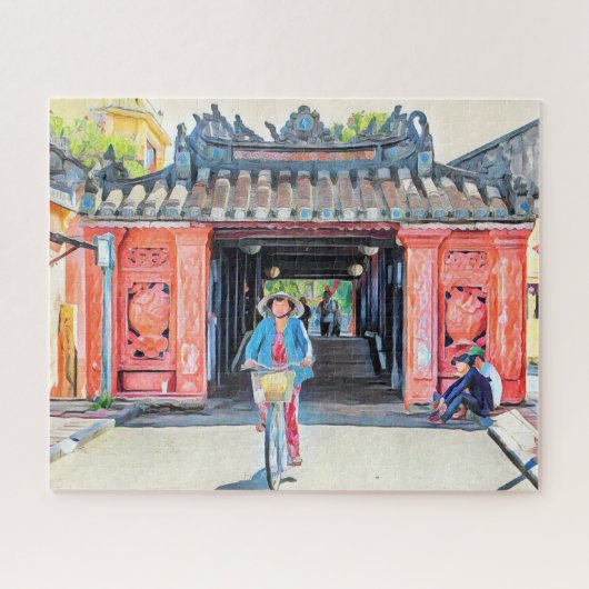 Beautiful Vietnam Asia Japanese Bridge Artwork ジグソーパズル (横)