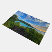 Beautiful View Scenic Tropical Seychelles Island ドアマット (アングル)