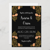 beautiful vintage floral art nouveau wedding 招待状 (正面/裏面)