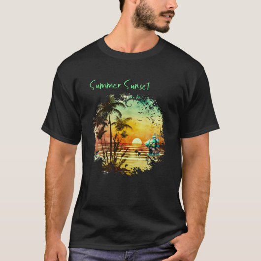 Beautiful Vintage Island Sunset  1 Tシャツ (正面)