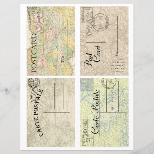 Beautiful vintage old maps postcards scrapbooking  (裏面)