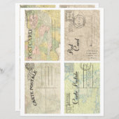 Beautiful vintage old maps postcards scrapbooking  (正面/裏面)