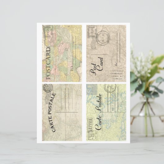 Beautiful vintage old maps postcards scrapbooking (スタンド正面)