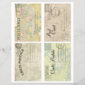 Beautiful vintage old maps postcards scrapbooking  (正面)
