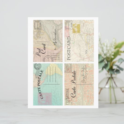 Beautiful vintage old maps postcards scrapbooking (スタンド正面)