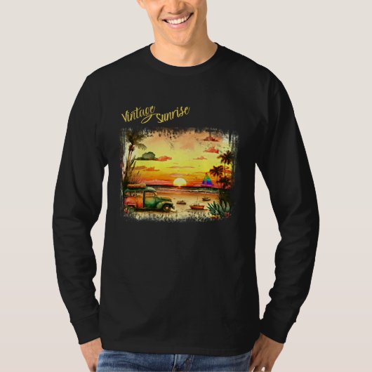 Beautiful Vintage Summer Island Sunrise Tシャツ (正面)