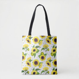 Beautiful Vintage Watercolor Sunflower Pattern トートバッグ