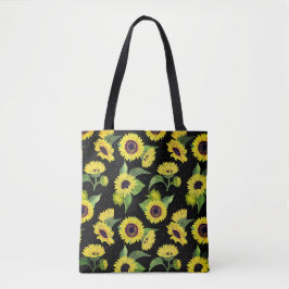 Beautiful Vintage Watercolor Sunflower Pattern トートバッグ
