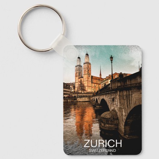 Beautiful Vintage Zurich Switzerland City View キーホルダー (正面)