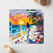 Beautiful Walk on the Beach ノートカード (正面/裏面インサイチュ)