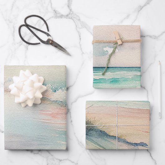 Beautiful Waterカラー海ビュー ラッピングペーパーシート (正面)