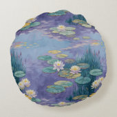Beautiful Water Lilies Monet Art ラウンドクッション (裏面)