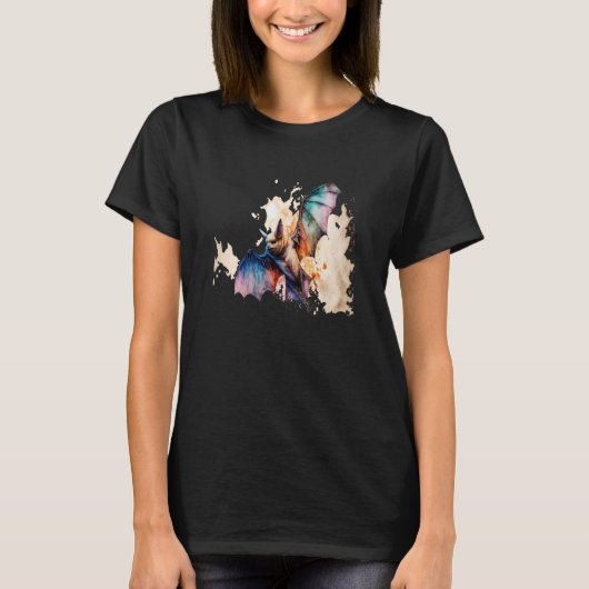 Beautiful Watercolor Bat Portrait Tシャツ (正面)