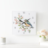 Beautiful Watercolor Bird スクエア壁時計 (ホーム)