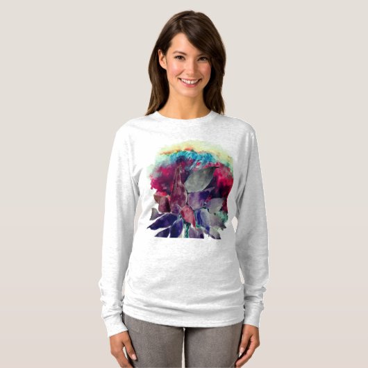 Beautiful Watercolor Blossom Flowers  Tシャツ (正面フル)