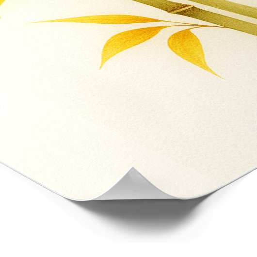 BEAUTIFUL WATERCOLOR BOTANICAL GOLD BAMBOO ART ポスター (角)