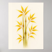 BEAUTIFUL WATERCOLOR BOTANICAL GOLD BAMBOO ART ポスター (正面)