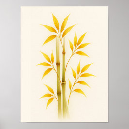 BEAUTIFUL WATERCOLOR BOTANICAL GOLD BAMBOO ART ポスター