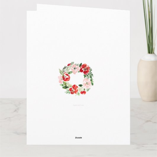 Beautiful Watercolor Christmas wreath Merry カード (裏面)