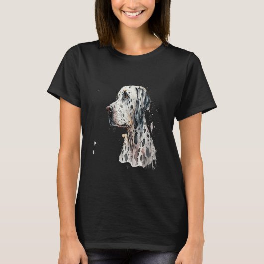 Beautiful Watercolor Dalmatian Portrait Tシャツ (正面)