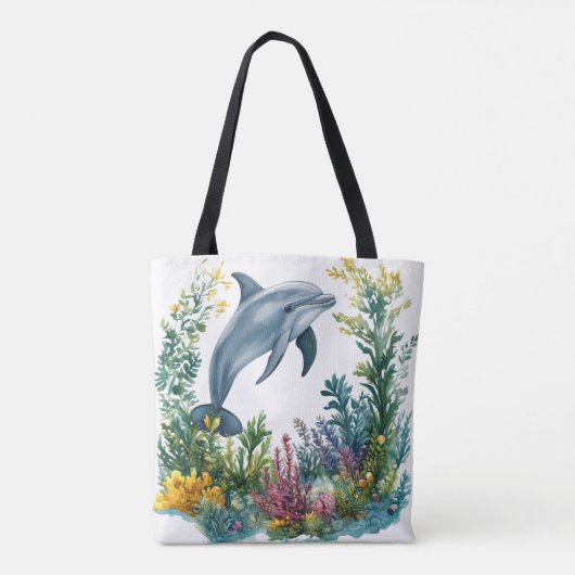 Beautiful Watercolor Dolphin Tote Bag トートバッグ (裏面)
