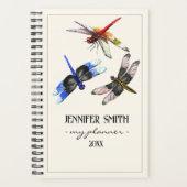 Beautiful Watercolor Dragonflies Colorful Spiral プランナー手帳 (正面)