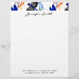 Beautiful Watercolor Dragonfly Pattern Border レターヘッド