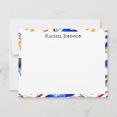 Beautiful Watercolor Dragonfly Pattern Frame ノートカード (正面)