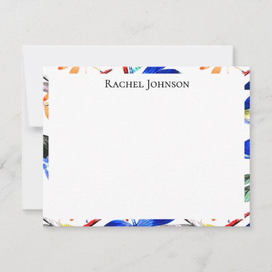 Beautiful Watercolor Dragonfly Pattern Frame ノートカード (正面)