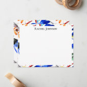 Beautiful Watercolor Dragonfly Pattern Frame ノートカード (正面/裏面インサイチュ)