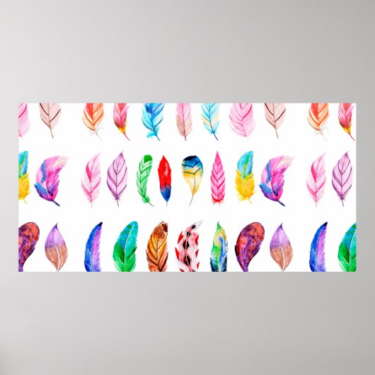 Beautiful Watercolor Feather Collection ポスター (正面)
