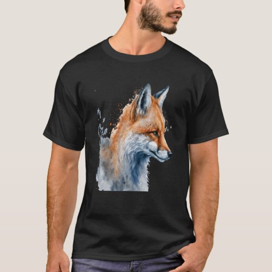 Beautiful Watercolor Fox Portrait Tシャツ (正面)