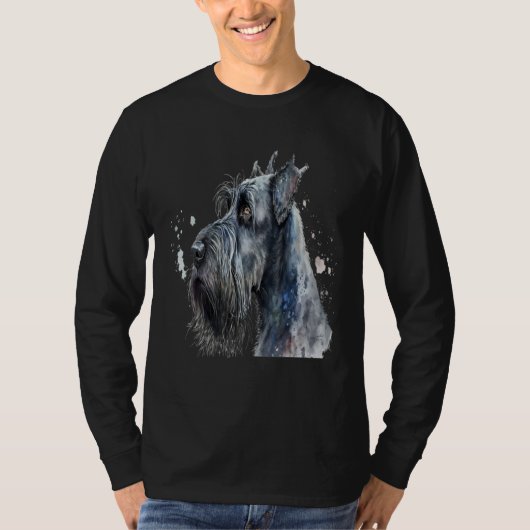 Beautiful Watercolor Giant Schnauzer Portrait Tシャツ (正面)