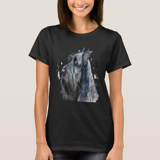 Beautiful Watercolor Giant Schnauzer Portrait Tシャツ (正面)