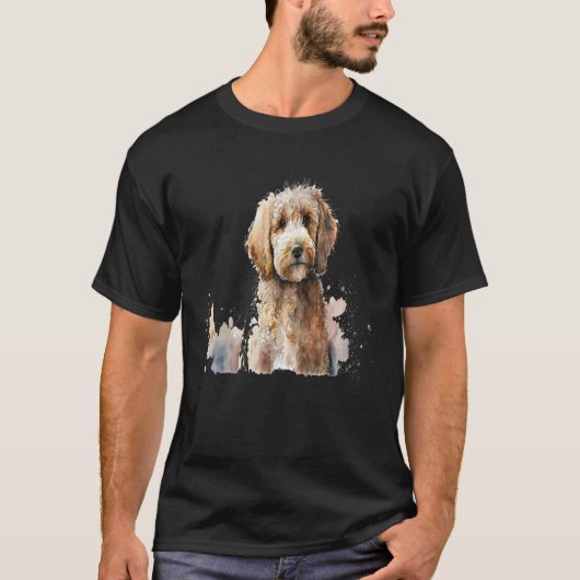 Beautiful Watercolor Golden doodle Portrait Tシャツ (正面)