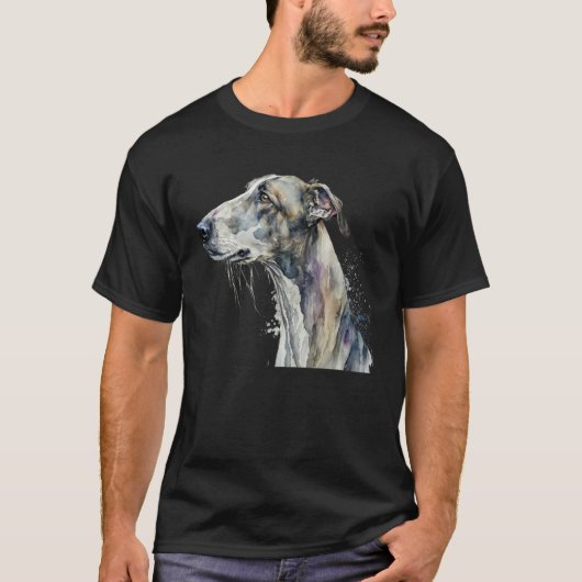 Beautiful Watercolor Greyhound Portrait Tシャツ (正面)