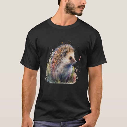 Beautiful Watercolor Hedgehog Portrait Tシャツ (正面)