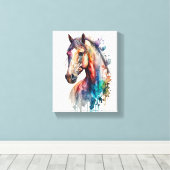 Beautiful Watercolor Horse Wrapped Canvas キャンバスプリント (インサイチュ (ウッドフロア))