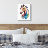 Beautiful Watercolor Horse Wrapped Canvas キャンバスプリント (インサイチュ (寝室))