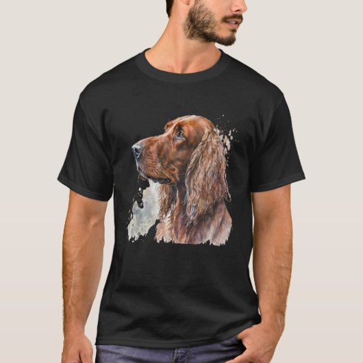 Beautiful Watercolor Irish Setter Portrait Tシャツ (正面)