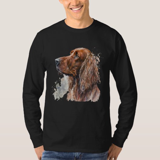 Beautiful Watercolor Irish Setter Portrait Tシャツ (正面)