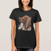 Beautiful Watercolor Irish Setter Portrait Tシャツ (正面)