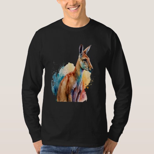 Beautiful Watercolor Kangaroo Portrait Tシャツ (正面)