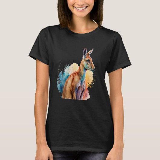 Beautiful Watercolor Kangaroo Portrait Tシャツ (正面)