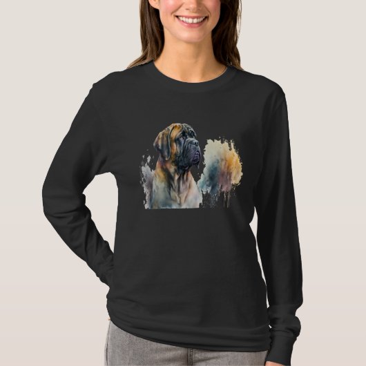 Beautiful Watercolor Mastiff Portrait Tシャツ (正面)