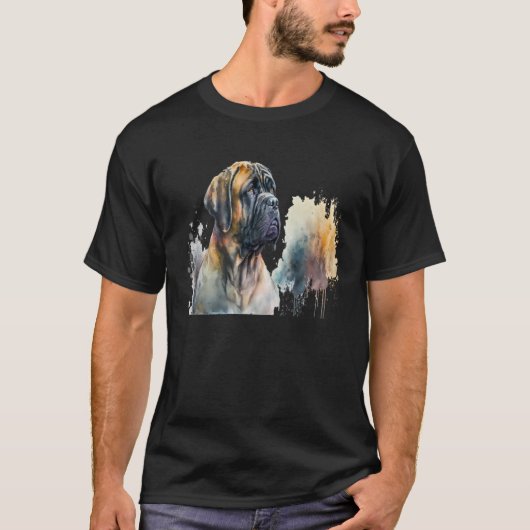 Beautiful Watercolor Mastiff Portrait Tシャツ (正面)