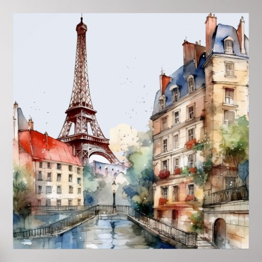 Beautiful Watercolor of Paris Travel ポスター (正面)