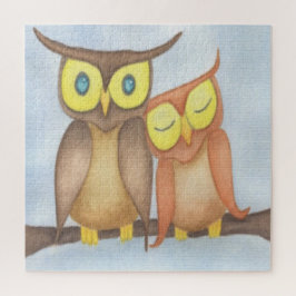 Beautiful Watercolor Owl Lovers ジグソーパズル