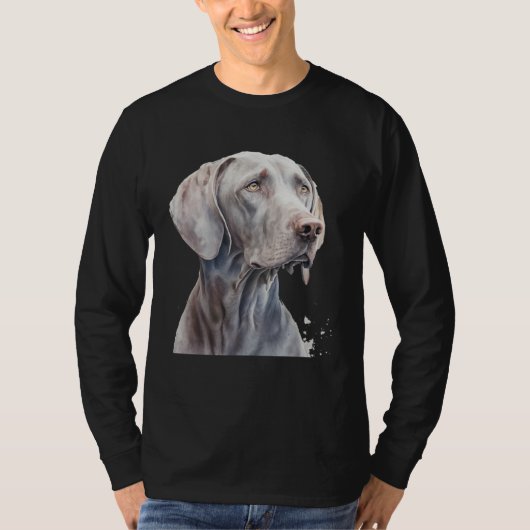 Beautiful Watercolor Weimaraner Portrait Tシャツ (正面)